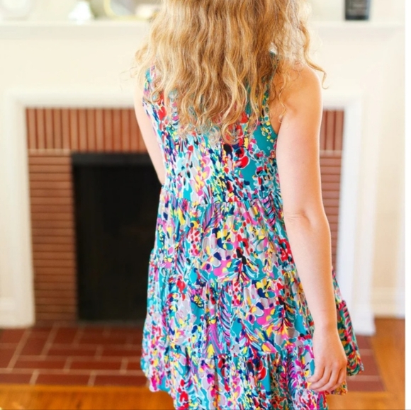 Teal Beautiful Tiered Tank Dress - Small - Picture 2 of 2